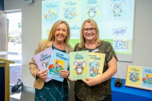 Dr Amelia Ruscoe and Dr Ruth Wallace holding the Little Aussie Bugs books